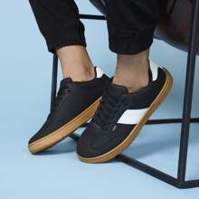 ANDREA Ferrato Brand Casual Tennis Shoes Sneaker For Men Urban Design Brown Sole With Laces Black Color - 黑色 - 查看 1