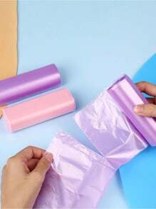 5rolls/Pack Multiple Colors Portable Plain Garbage Trash Bag Garbage Can Liners For Bathroom Restroom Bedroom Office Toilet - Black - View 5