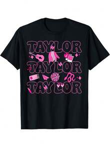 EWH Girl Retro  First Name Personalized Groovy 80's Pink T-Shirt