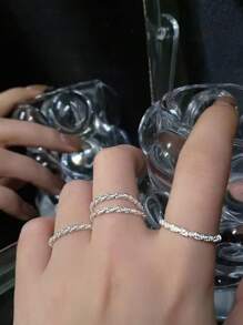 Anillos de plata de color con destellos para mujeres y niñas, de estilo coreano simple, versátil y decorativo, anillos para el dedo índice, joyería