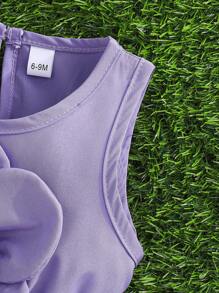 2pcs Baby Girls Casual Cute Lace Jacket & 3D Flower Decorated Dress Outfit Set, Summer