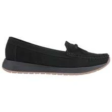 Women's Comfort Moccasin Shoe With Bow, Design In Black Synthetic Nubuck And Non-Slip Sole - 黑色 - 查看 2