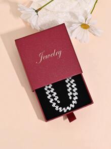 1 件时尚简约闪光英文字母珠宝盒，推拉式耳环项链收纳盒，婚礼/节日礼品盒 - 包裝盒 - 查看 2