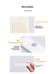 1/2/3PCS New Product RGB Sensor Light Human Body Sensor Light Smart USB Rechargeable Color RGB Magnetic LED Night Light Foot Light Corridor Aisle Staircase Entrance Wall Bookcase Shoe Cabinet Household Lighting Night Light Intelligent Sensitive Sensor
