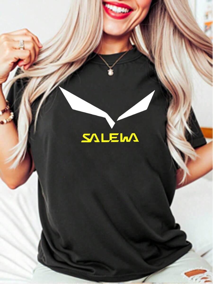 Unisex Black Funny Round Neck 100% Salewa T - Shirt - Black - View 1