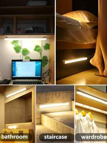 一款适用于卧室装饰、阅读灯、厨房灯、橱柜灯、衣柜灯、玄关灯、门廊灯、储物柜灯、酒柜壁灯的LED灯条，三色可调光，带开关控制，可用作夜灯、LED镜前灯、聚光灯，可调光LED灯条支架 - USB插头带按钮开关，可调光，三种色温模式（3000K、4000K、6000K）