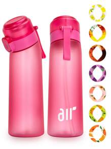 1 pièce Bouteille d'eau aromatisée, ensemble de démarrage de bouteille, bouteille de boisson avec un gobelet aromatisé aléatoire, convient pour les gymnases, les écoles, bouteille d'eau aromatisée
