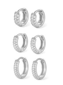 1 Pair Of 925 Sterling Silver Earrings, Luxurious Geometric Wide-Face Inset Synthetic Zirconia Multi-Size Ear Buckle, Suitable For Daily Party Banquet Wear, Send Girlfriend Send Sister Send Niece Exquisite Jewelry Gifts