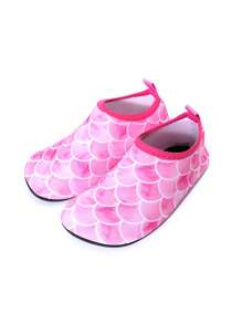 儿童快干水鞋，带闪光鱼鳞图案 - 玫瑰粉色闪光，轻便，适合海滩、草地和水上活动 | 防刮鞋底 22-35 - 玫紅色 - 查看 6