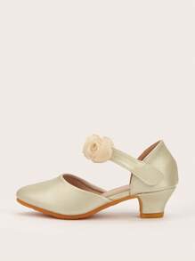 1 Pair Girls' Cute Chunky Heel PU Lace-Up Design Performance/Party Shoes, Suitable For Spring, Summer, Autumn & Winter
