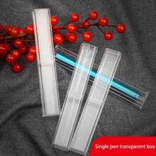 Transparent Plastic Pen Storage Box, Pen Display Case Single Pen Stationery Box, Pen Gift Box - one-size - View 1