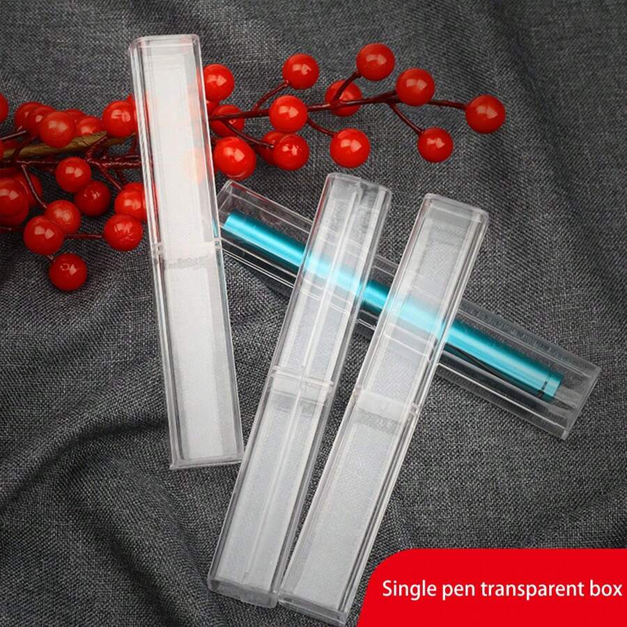 Transparent Plastic Pen Storage Box, Pen Display Case Single Pen Stationery Box, Pen Gift Box - one-size - View 1