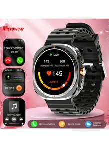 Microwear Smartwatch, Multi-Functional Sports Smartwatch, Wireless Calls/Wireless Music, SMS Reminder, Sedentary Reminder And Customizable Dial Wallpaper And Multiple Sports Modes. Compatible With Android And IOS Phones.Unisex