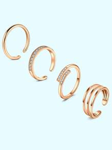 4Pcs Stainless Steel Toe Rings For Women Adjustable Toe Ring Set Simple Cute Thin Band Beach Summer Foot Jewelry Golden Silvery Rose Golden