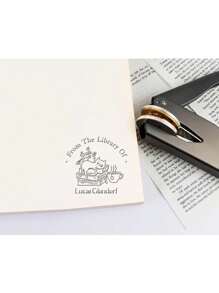 Timbro personalizzato per libri, timbro per biblioteca personalizzato, "Dalla biblioteca di" timbro per libri, timbro per biblioteca, timbro Ex Libris, regali per amanti dei libri, timbro per biblioteca personalizzato per appassionati di libri, regalo unico per lettori, insegnanti e biblioteche domestiche, attività artistiche per bambini