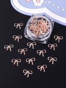 Hộp 1/2/3 nơ hợp kim dễ thương dùng trang trí móng tay, nơ ruy băng màu bạc/vàng/vàng hồng, phụ kiện làm móng, phụ kiện đính đá DIY cho móng tay phụ nữ và bé gái. - Nhiều màu - Xem 14