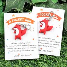 1st/2st Inspirerende Fox Hanger Sleutelhanger, Pocket Hug Card, Modieuze Dieren Thema Hanger, Stijlvol Cadeau Voor Beste Vriend, Verjaardag, Bruiloft, Kerstmis, Kleine Zakelijke Positieve Token, Feest Gunst