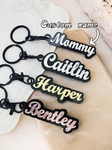 1 chaveiro de acrílico personalizado faça você mesmo, chaveiro personalizado com nome em inglês de camada dupla, chaveiro de acrílico personalizado com nome, pingente de letra personalizado para bolsas, presente para mulheres - Chaveiro preto - Ver 1