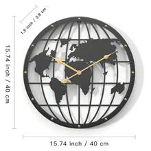 Horloge murale de grande taille créative carte du monde peinte au fer, style minimaliste personnalisé, horloge surdimensionnée, fonctionnement silencieux