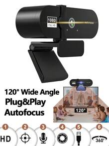 Webcam 1080P Mini Camera Full HD Webcam With Microphone 30fps USB Web Cam For Auto Focus PC Laptop Video Shooting Camera For Desktop Laptop Computer Mini USB Web Camera With Microphones Web Cam Cover - Multicolor - View 3