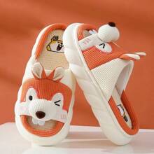 Zapatillas de Lino cómodas de Suela Gruesa, Zapatillas Antideslizantes para Interiores con Animales de Ardilla Bonitos, Zapatos de casa para Hombres y Mujeres para Las Cuatro Estaciones - Naranja - Ver 2