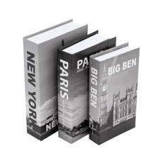 Kit 3 Fake Books Desk Book Organizer Box Decorative Object Holder - 紐約灰 - 查看 2