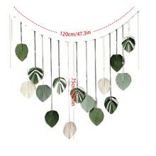 1 pièce Macramé Suspension Murale, Nouveau Style Bohème Décoration Murale Tapisserie, Art Mural de Feuilles en Fibres à Franges Tissées à la Main pour Salon, Chambre à Coucher, Tête de Lit - Multicolore - Voir 15