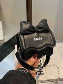 1pc Mini Girl Messenger Bag, Bow Bag, Bag Net Celebrity New Messenger Bag Cute Bow Shoulder Bag Versatile Princess Coin Purse, Childlike Cute, Daily Matching, Suitable For Shopping, Travel Daily Use.