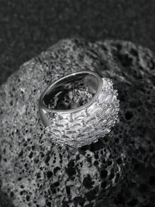 1 件耀眼宽环戒指，镶有方晶锆石，时尚珠宝，适合新娘宴会装饰、日常佩戴、爱情周年纪念礼物 - 彩色 - 查看 2