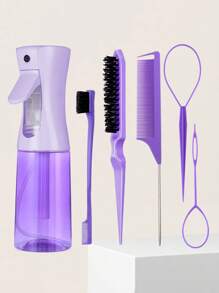 6 件喷雾瓶辫子发套，适用于化妆、发型设计、发梳套装、喷壶、平滑刷、美容刷、鼠尾梳刷、辫子工具、化妆品、夏季套装 Y2k、发刷、梳子、美发工具、理发沙龙美容旅行必需品的美发产品和配件、返校、旅行度假必需品、女士发饰、刷子、发刷、边缘刷、刷头发、发梳、梳头发、顺发刷、球刷、迷你发刷、发刷套装、木梳、梳子、光滑后刷、发刷、边缘刷、刷头发、发梳、发刷套装、梳头发、迷你发刷、顺发刷、美发产品、美发工具、美发用品、护发、卷发刷、理发师、理发配件、美发设备、旅行必需品、发型、美发 - 彩色 - 查看 3