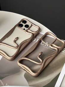 新款时尚镂空电镀蛇形设计手机壳，适用于 Apple 11/12/13/14/15/16/17 Pro/Pro Max、Galaxy S22/23/24/25 Ultra，时尚防护全覆盖防摔手机壳