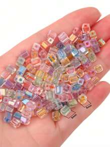 50/300 颗 5 毫米立方体闪光玻璃珠 - 非常适合 DIY 珠宝制作、耳环、手镯、项链和配饰 - 色彩鲜艳、穿孔且用途广泛，带来无限创意可能性