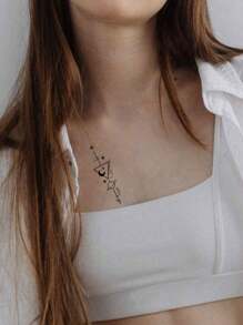 10 vellen tijdelijke tatoeages met maansterrenpatroon voor vrouwen en mannen, waterdichte geometrische nep-tatoeagestickers voor hand-, vinger-, borst- en lichaamsversiering, langdurige lichaamsdecals