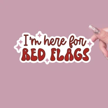 我在这里为红旗、淫秽贴纸、书呆子贴纸 - 非常适合水瓶、笔记本电脑和汽车 - 独特的生日礼物创意、可爱的贴纸 - 彩色 - 查看 1