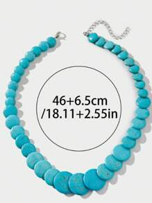 1pc Retro Turquoise Bohemian Unique Design Fashion Necklace - Turquoise - View 6