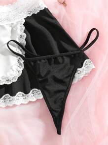 女仆装，撞色针织面料，女士服装，四季万圣节女仆装 - 黑與白 - 查看 3