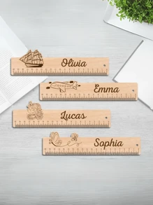 1 Piece 30cm/8in Customizable Name Wooden Cartoon Ruler, Personalized Kids Ruler, Wooden Ruler With Fun Cartoon Design, Gift For Students, Back To School, Birthday Party Favors, Classroom Supplies, School Supplies, For Teacher Gifts, For University, For Colleague, For Dorm Rooms, For Teacher, For Boys And Girls, For Teenagers, Junior High School Students, Middle School Students, Freshman, Sophomore, Underclassmen, Multi-Functional, Ornamental, For Business/Work/Office, For School