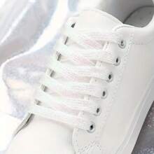 Unisex Flat Color Flash Small White Shoes Canvas Shoes Sneakers LACES