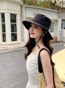 2025 Sommer Damen Outdoor Sport Wandern Sonnenhut Panama Hut Sonnenschutz faltbar einfacher Fischerhut mit Knopf Band Spitze Gürtel Bob Bucket Hüte Schirmmütze Anglerhut