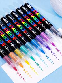 GuangNa 24 لون/24 قطعة قلم تحديد أكريليك أنيق بتصميم فوهة ناعمة شخصية، قلم حبر ملون للخط الجميل والرسم والتلوين، قلم مائي أساسي - لوازم مدرسية - متعدد الألوان - مشاهدة 5