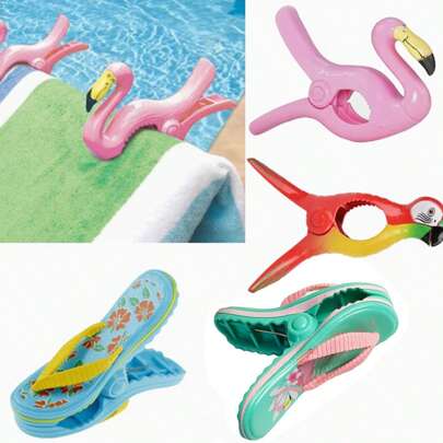 1 Piece Of Flip Flops, Firebird, Parrot Portable Towel Clip, Oversized, Suitable For Beach Chairs, Decks, Terraces, Swimming Pools, Boats, Cruise Ships, Leisure Chair Accessories