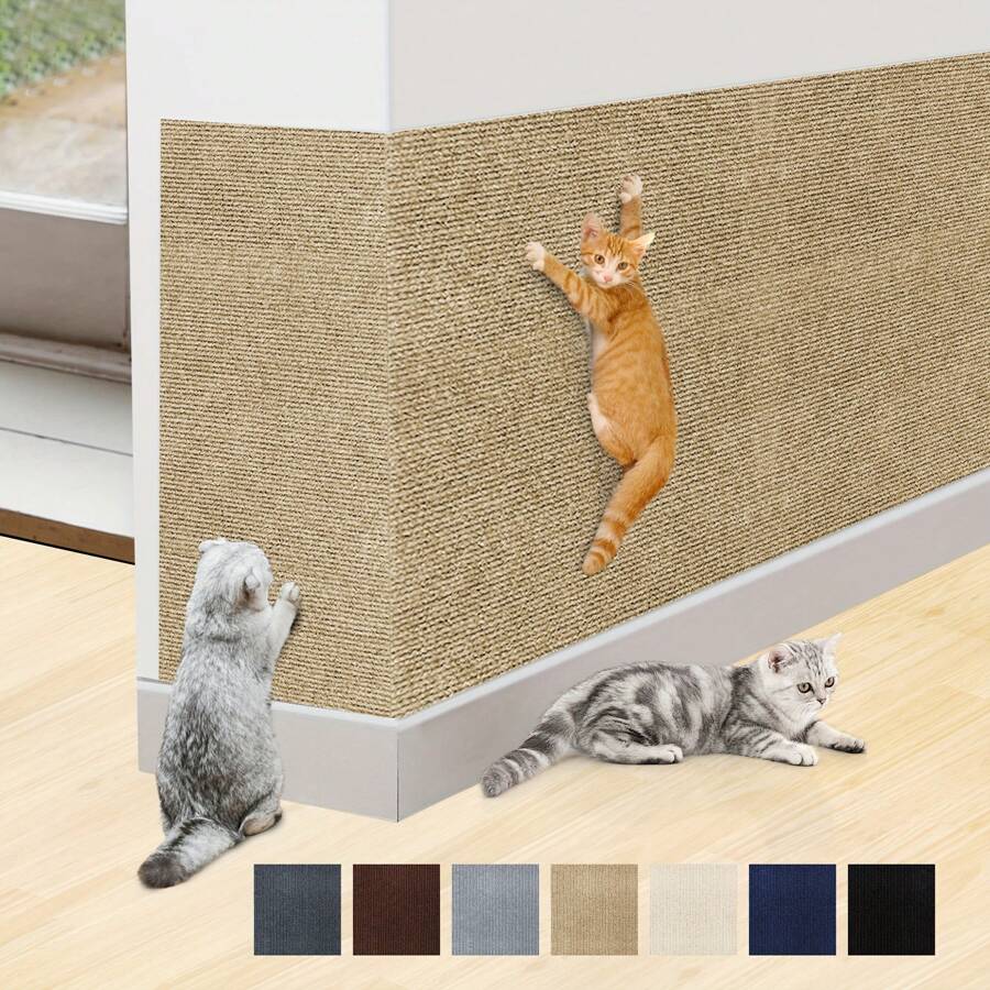 Multipurpose Cat Scratch Pad - Customizable, Easy Install Furniture Protector And Claw Care Mat - Long-Lasting Polyester Design - White - View 1