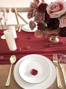 1pc Chiffon Table Runner, Wedding Table Tablecloth, For Long Romantic Country Party Baby Bride Shower Decoration