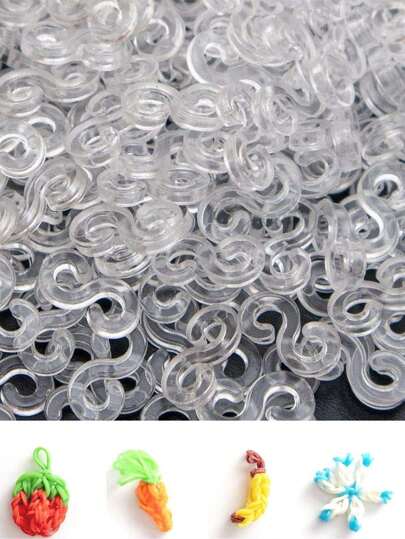 100pcs/set PMMA S Clip Connector, Minimalist Loom Bands Connector For Jewelry Making