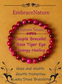 1 pieza Pulsera de ojo de tigre azul real de calidad 5A+ para hombre, 6/8 mm, con cuentas de piedra de ojo de tigre rayo rojo, pulseras de curación de energía natural de piedra para mujeres, joyería