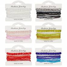 1pc Bohemian Crystal Beaded Stretch Bracelet - White - View 2