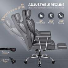 Big And Tall Executive Office Chair With Lumbar Support Leather Computer Chairwith Footrest, Ergonomic Chair High Back With Lumbar Support, Reclining Home Office Chair