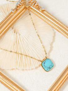 Western Country Turquoise Series Necklace Bracelet Ring Earrings, Bohemian Holiday Style Elegant Fashion Stainless Steel Plating 18K Gold, Party Banquet Gifts, Daily Wear First Choice