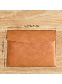 1pc Minimalist A4 Leather Document Organizer, Fashion File Folder, Waterproof Storage Box, Office Supplies Pouch, Portable Business File Holder For Books And Office Items