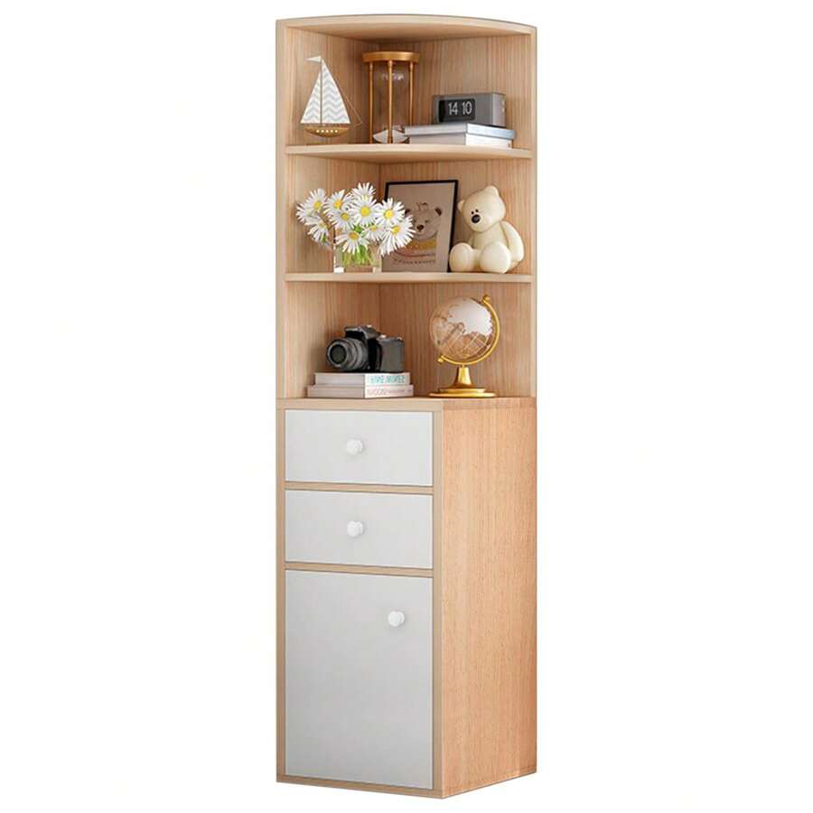 Tall Corner Cabinet, Sofa Side Corner Storage Cabinet, Triangle Corner Hutch With Open Shelves, Drawer, Single Door, Bathroom Storage Cabinet For Laundry Room, Living Room, Kitchen - 白色 - 查看 1